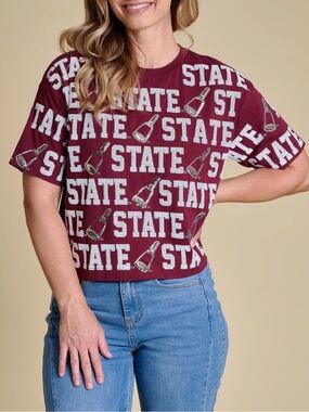 Stewart Simmons Mississippi State Bulldogs The Repeat Tee Sparkly Small NWT $147